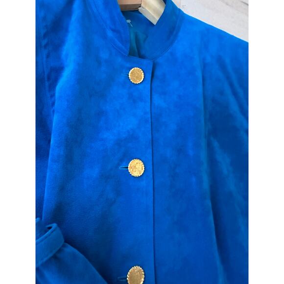 Vintage 80s Ultra Suede Womens Suit Blue Union Made Skirt/Blazer Set Size Large - Picture 11 of 13